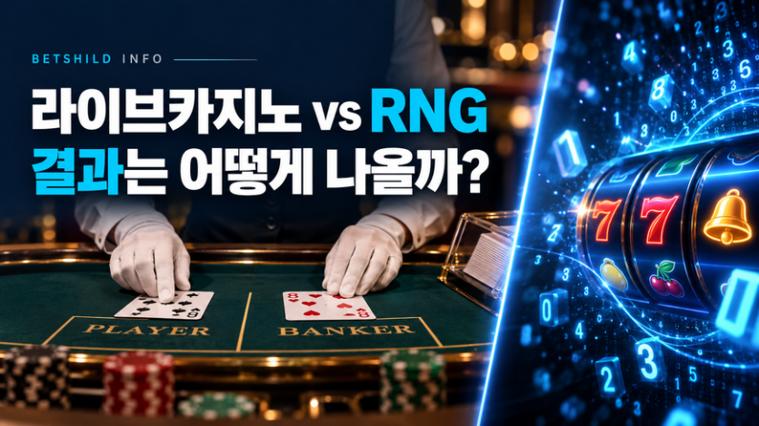 실제 카드로 진행하는 라이브카지노와 소프트웨어로 결과를 만드는 RNG 카지노를 비교한 벳쉴드 아카데미 썸네일